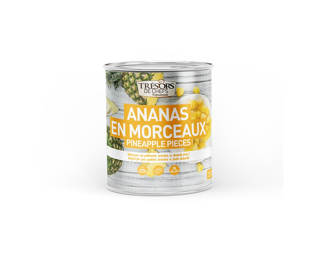 Morceaux d'ananas au sirop - boite 3/1