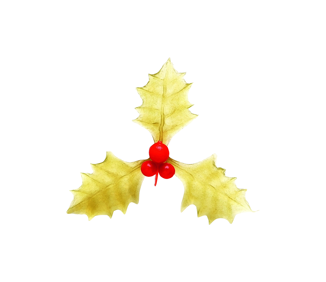 Sujet triple feuilles de houx en or - lot de 100