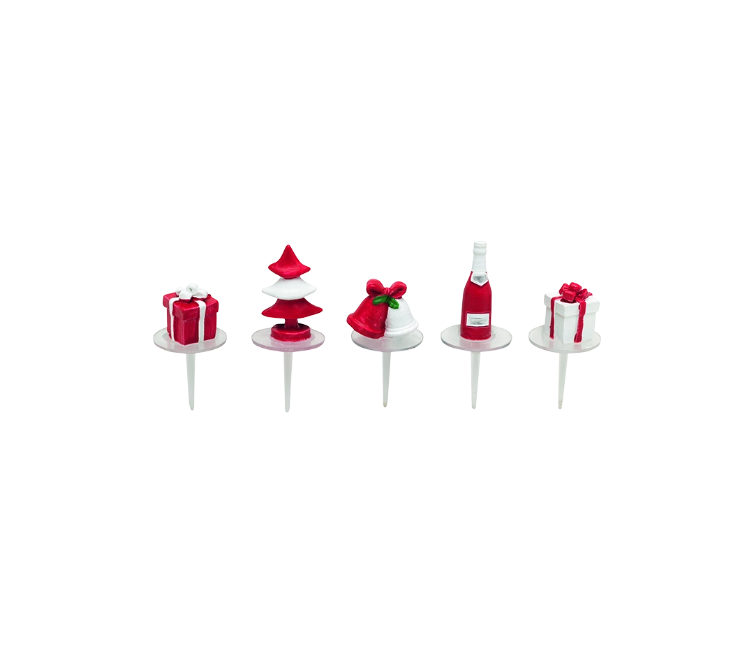 Sujet de noël rouge et blanc - lot de 48