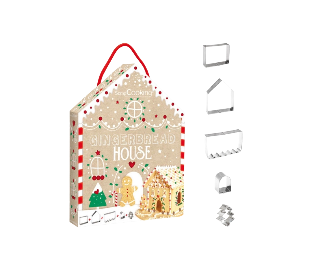 Kit emporte-pièces maison pain d'épices x5