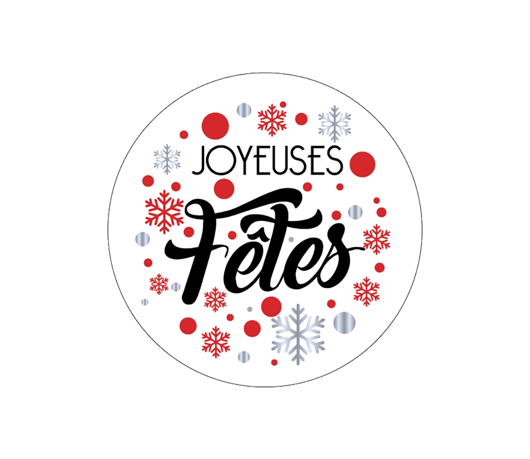 500 Etiquettes joyeuses fêtes 30x30mm