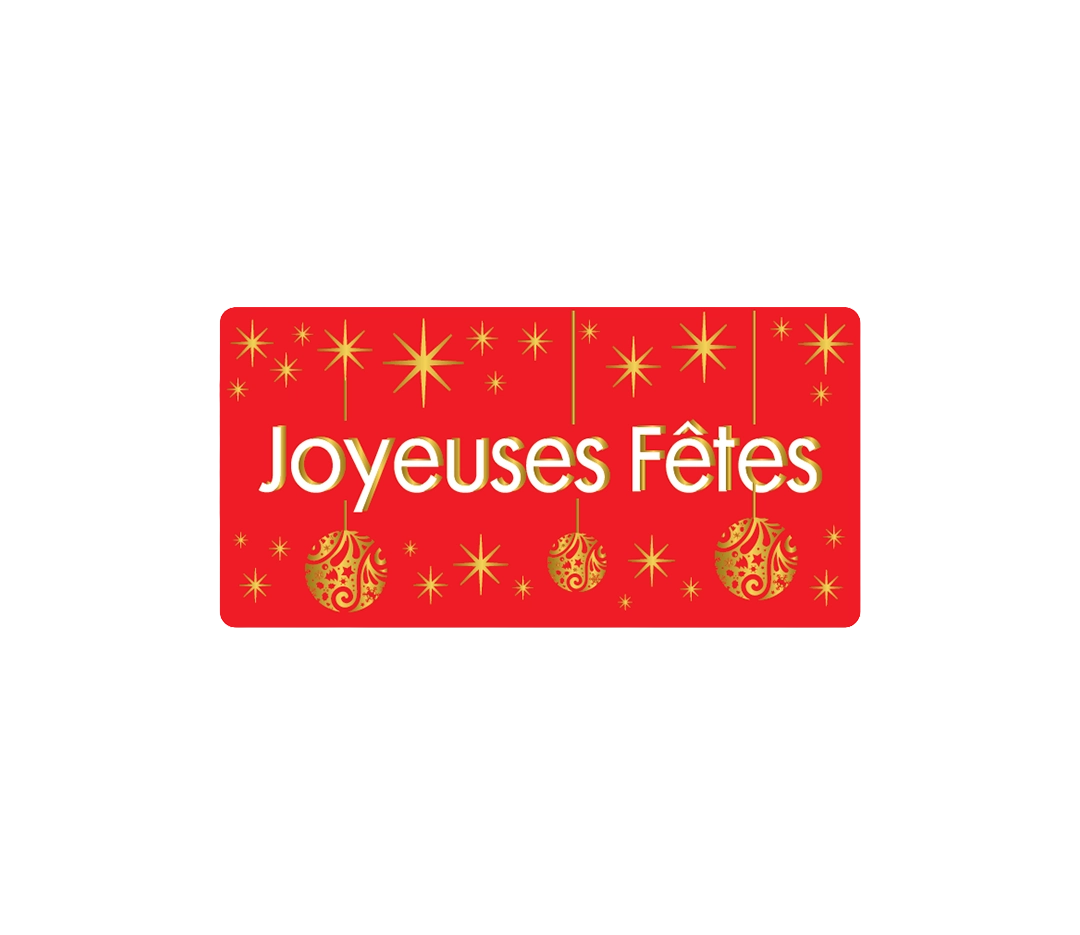 500 Étiquettes Joyeuses fêtes 20x40mm