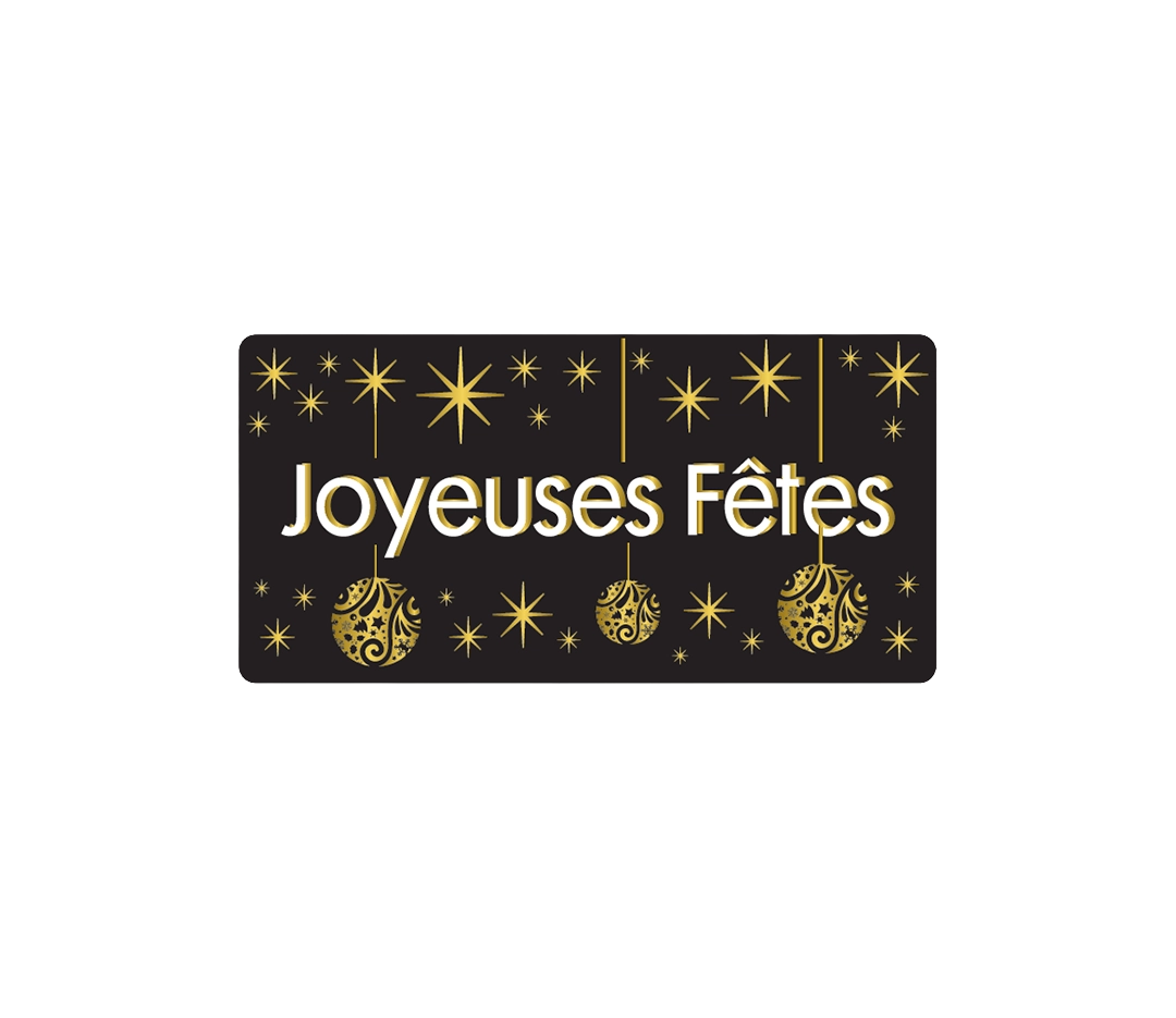 500 Étiquettes joyeuses fêtes 20x40mm