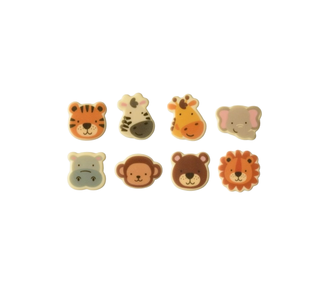 Décors animaux chocolat blanc - 96 pièces