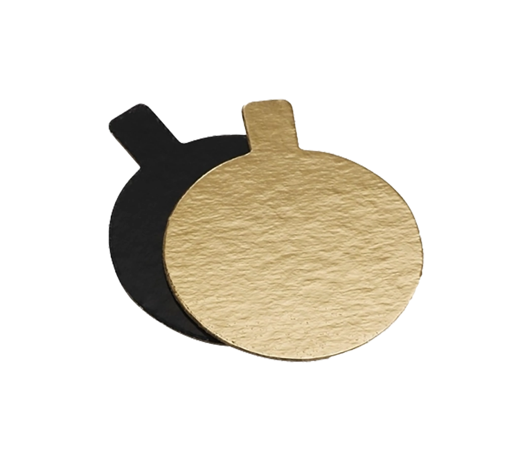 Rond Or/Noir Languette 8cm - Lot de 250