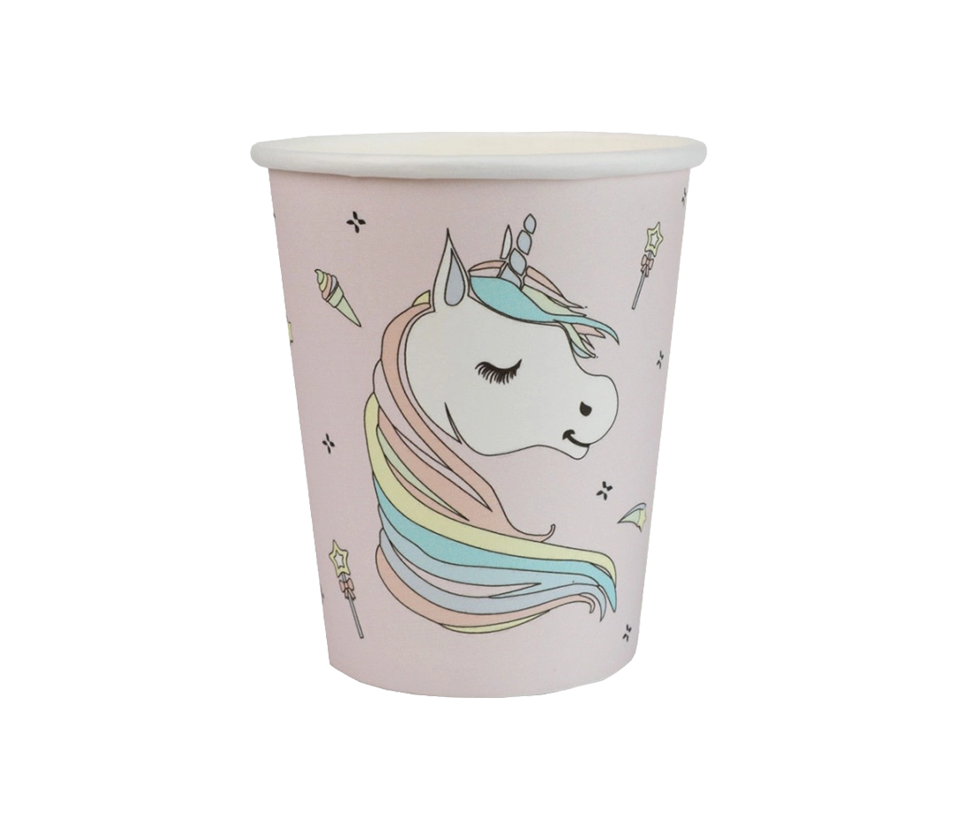 Gobelets Carton Licorne Rose 27cl - Lot de 10