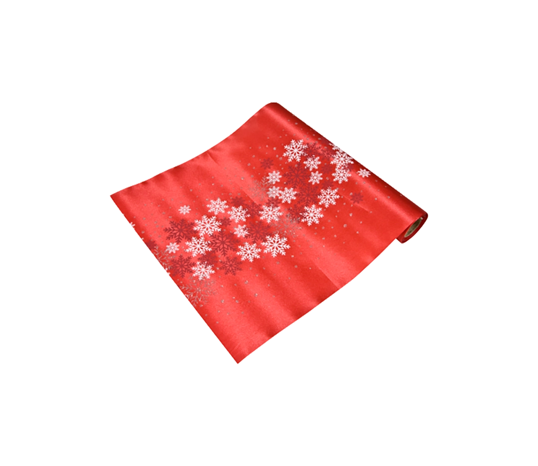 Chemin de table rouge flocons 28cm x 4m