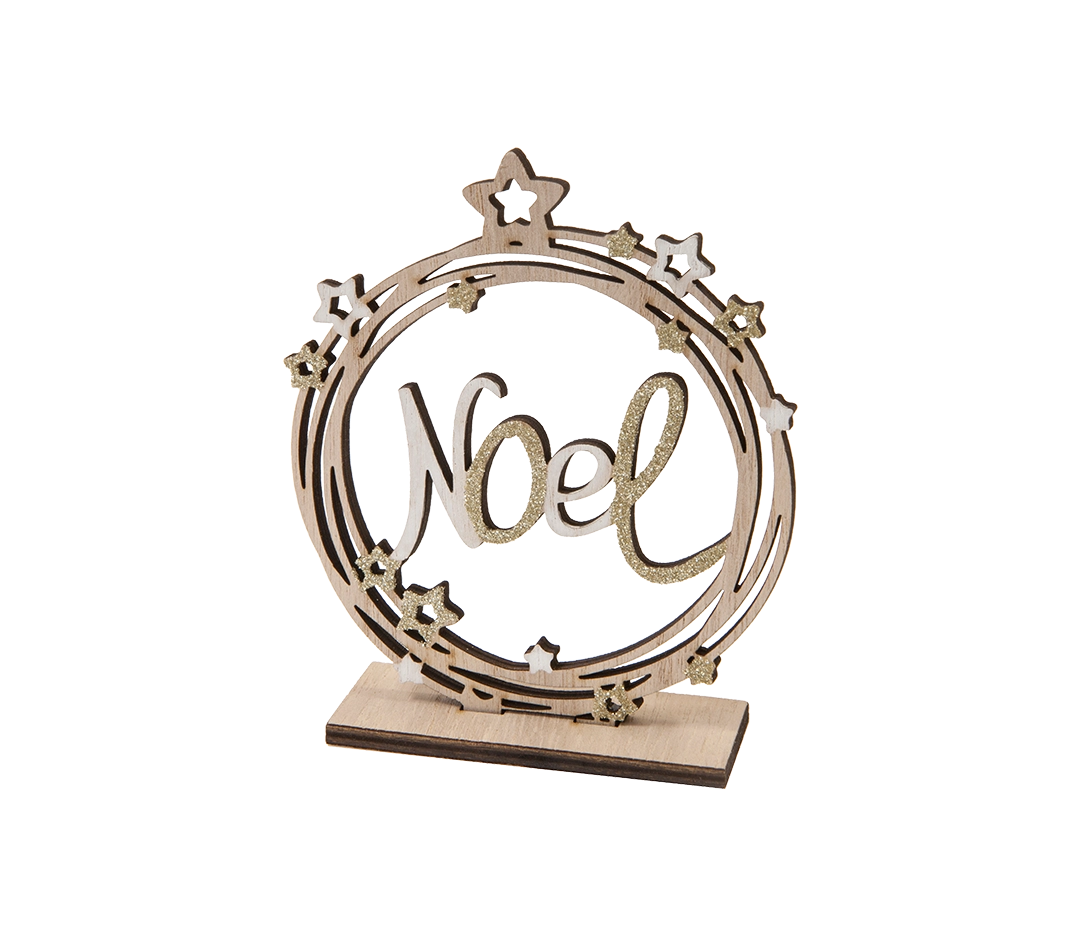Décor table couronne or & bois Noël