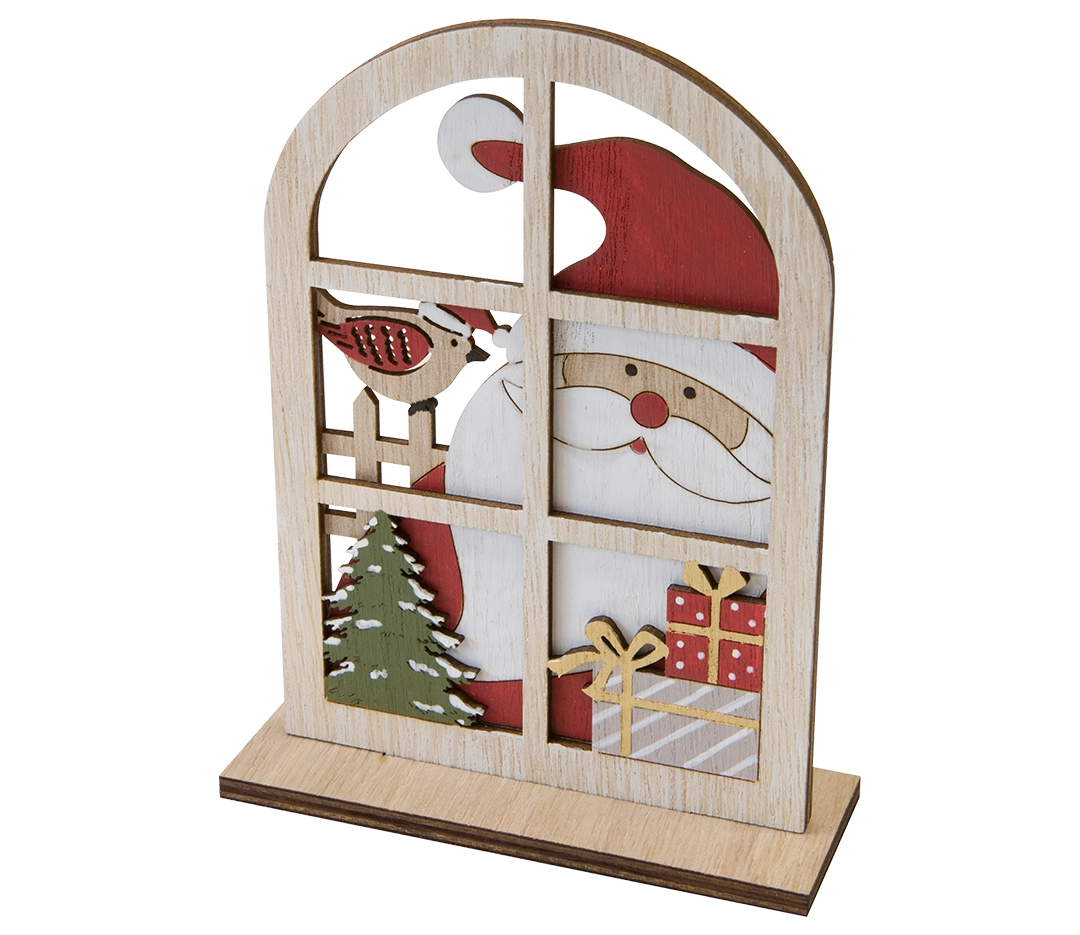 Décor arche Père Noël fenêtre en bois