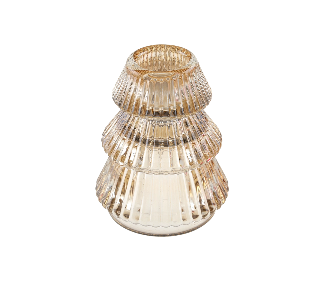Petit bougeoir sapin or - 6 x 7,5 cm