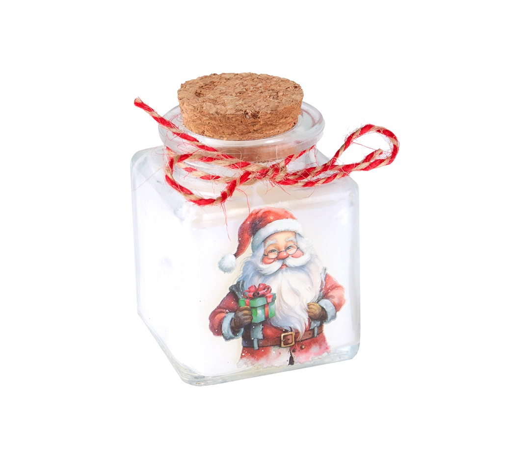 Bougie Père Noël multicolore - 4 x 4 x 6 cm
