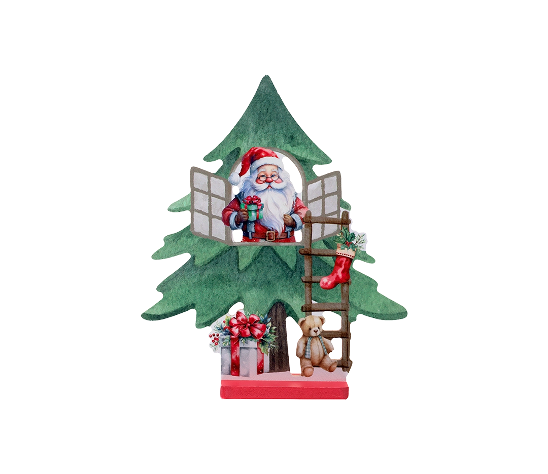Décor Père Noël & sapin en bois