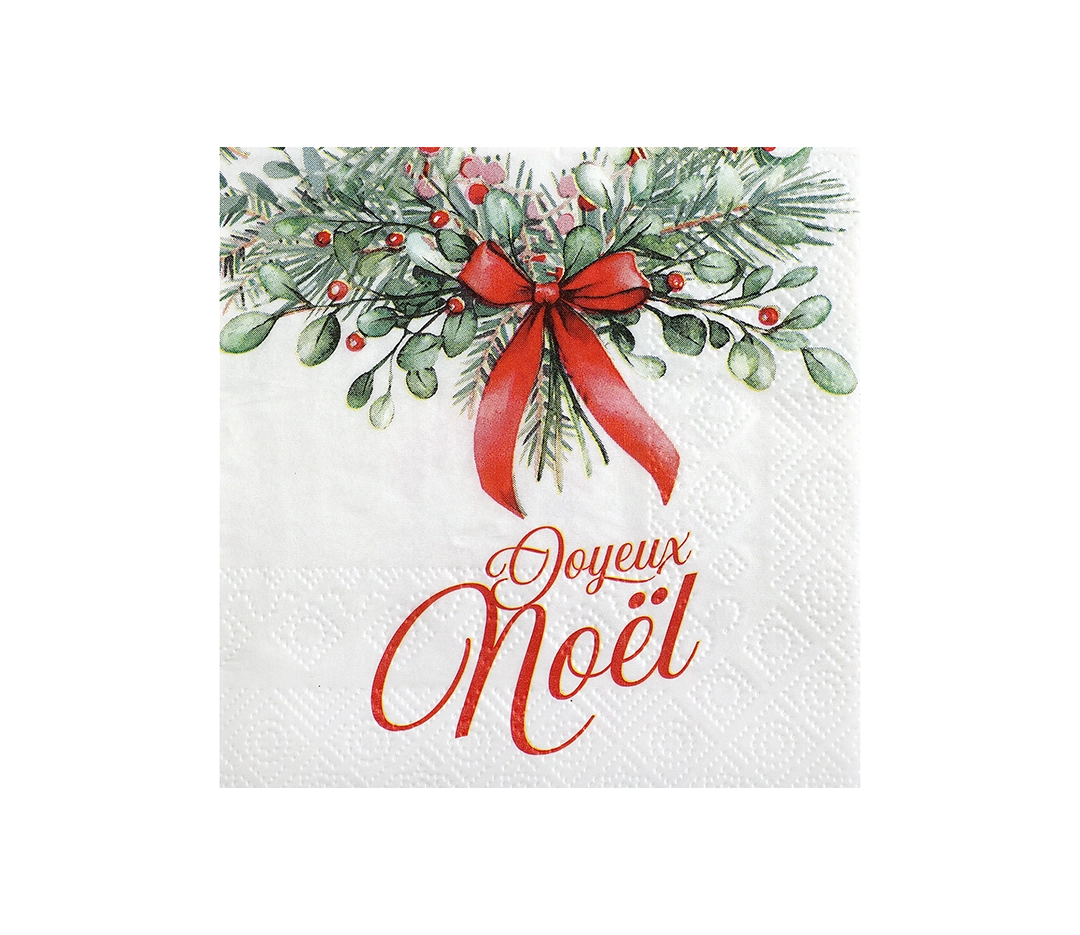 Serviette Jolis rubans ivoire - 25 x 25 cm