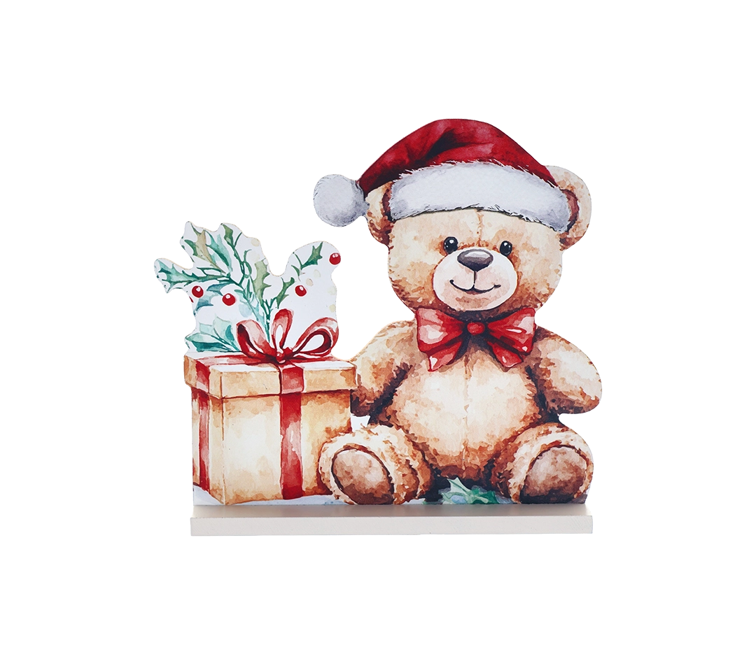 Décoration Teddy de Noël en bois 19,5 x 4 x 17 cm
