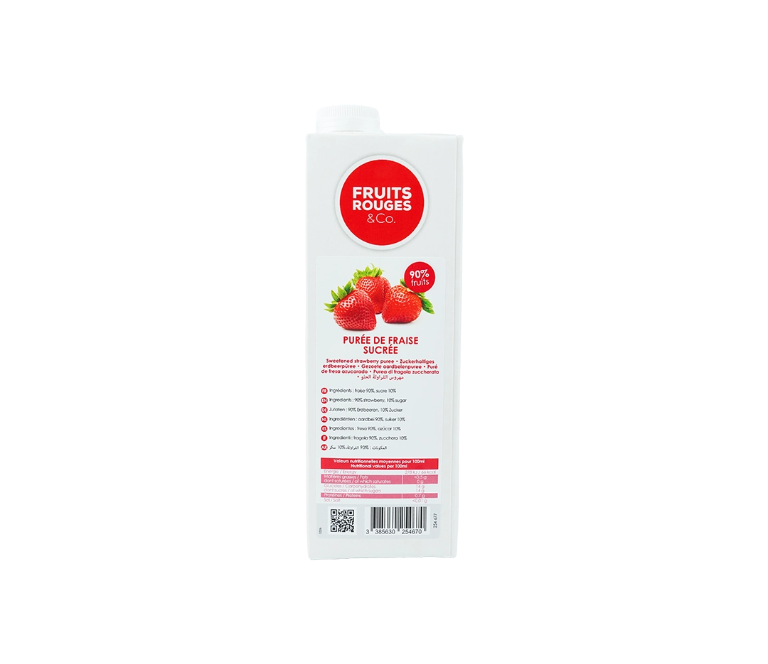 Purée de fraise fraîche 90% - Brique 1L