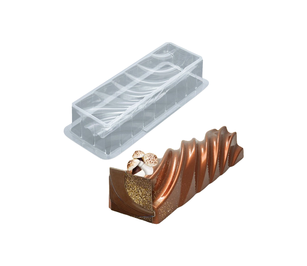 Moule bûche torsadée relief - 6 pcs