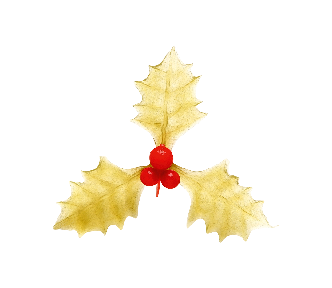 Feuille de houx triple dorée 65 mm | Nordia - 100 pièces