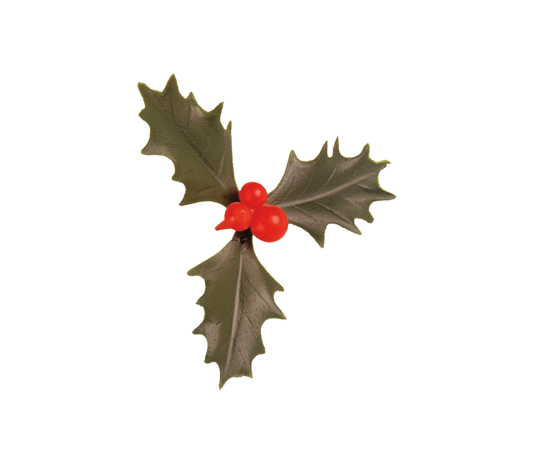 Feuille de houx triple vert 65 mm | Nordia - 100 pièces