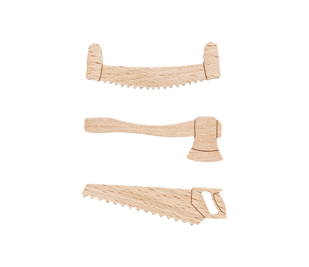 Haches et scies bois 55 mm | Nordia - 48 pièces