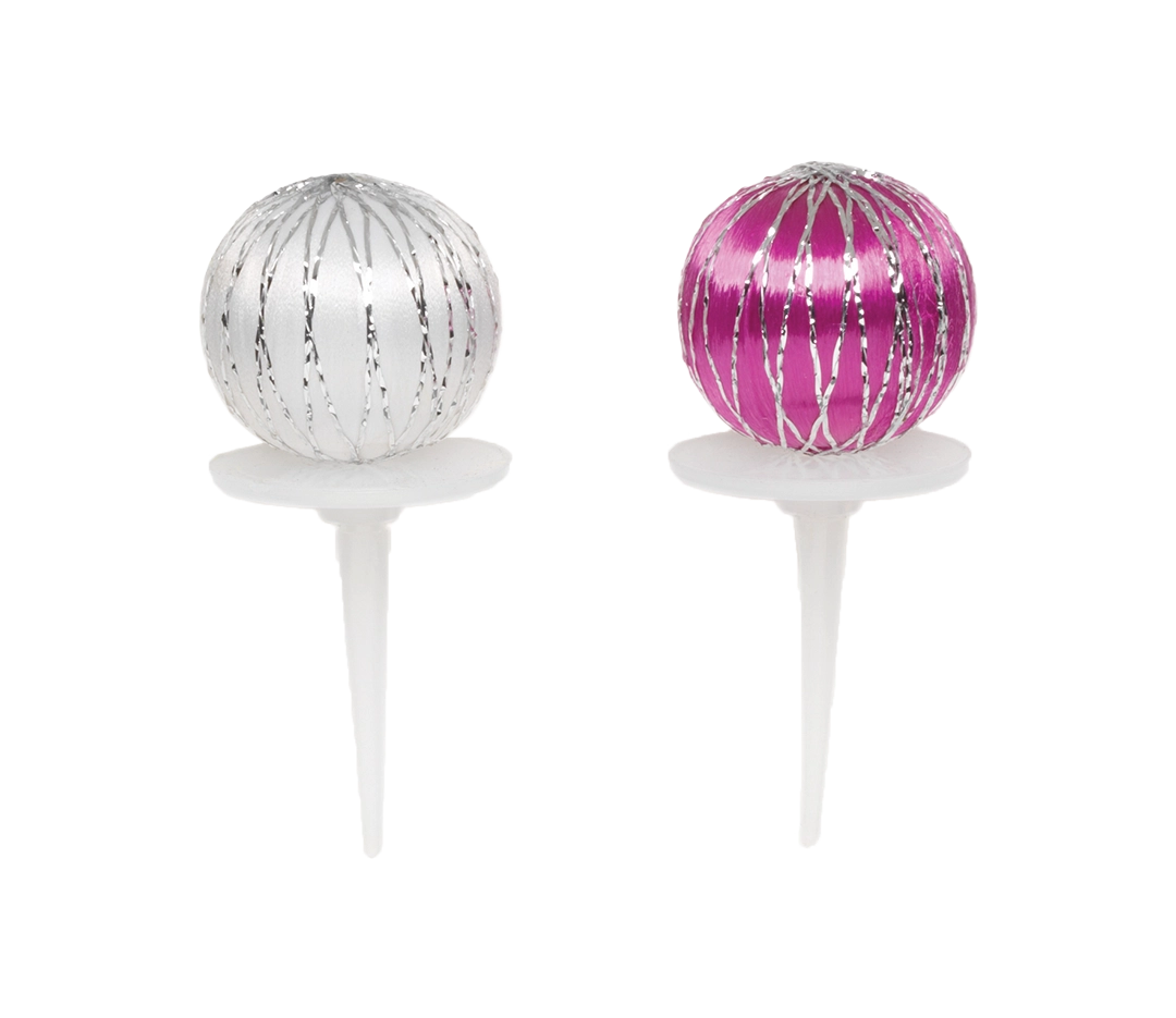 Boules déco argent et parme 20 mm | Nordia - 100 pièces