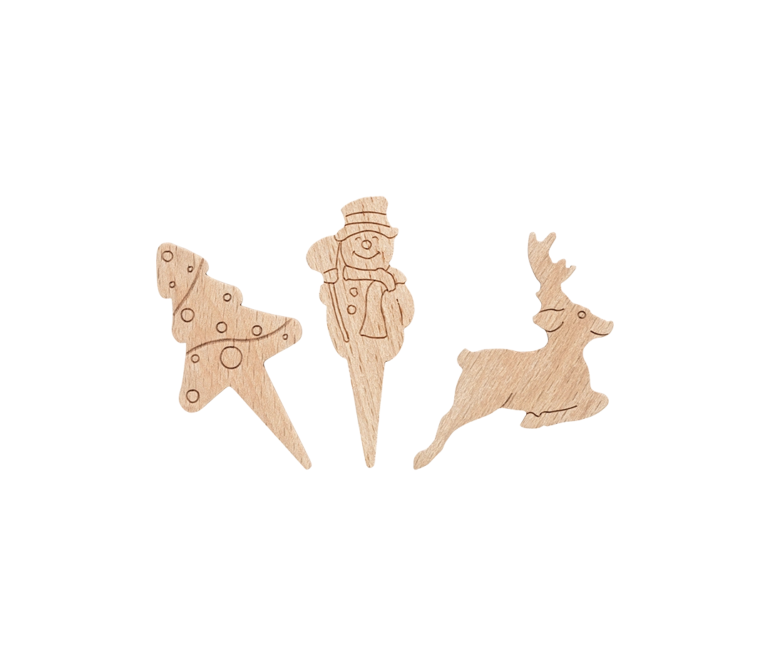 Bonhomme de neige en assortiment bois 35 mm | Nordia - 48 pièces