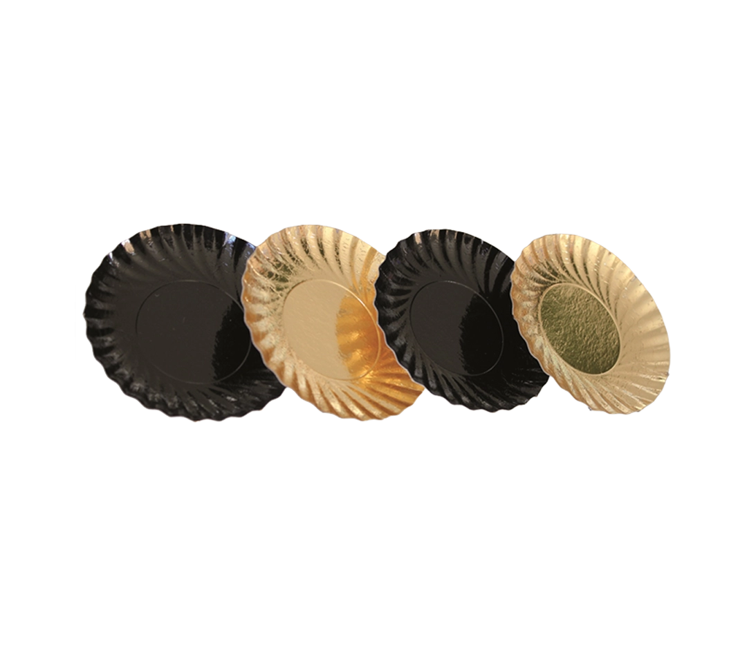 Assiettes savarin Noir/Or D 90 mm - 200 pièces