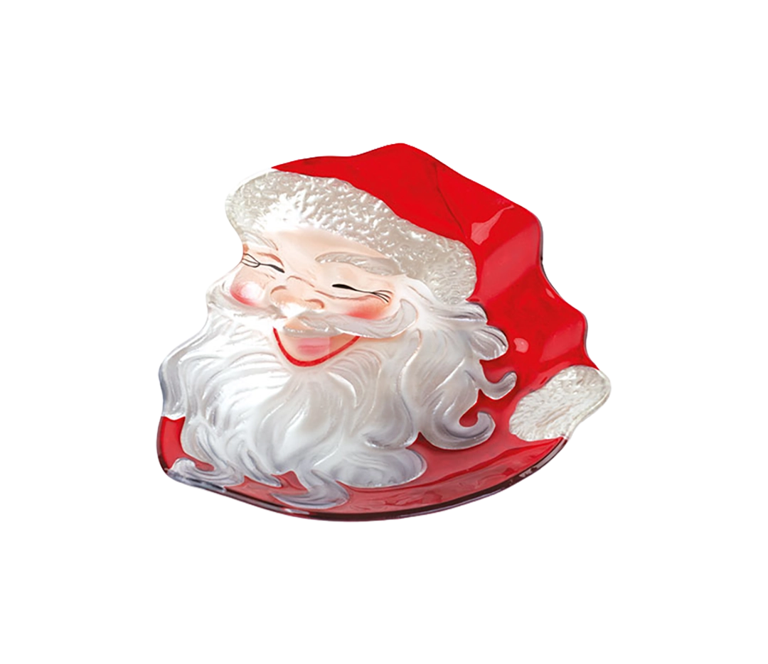 Assiette en verre Père Noël - 19 x 23,5 cm