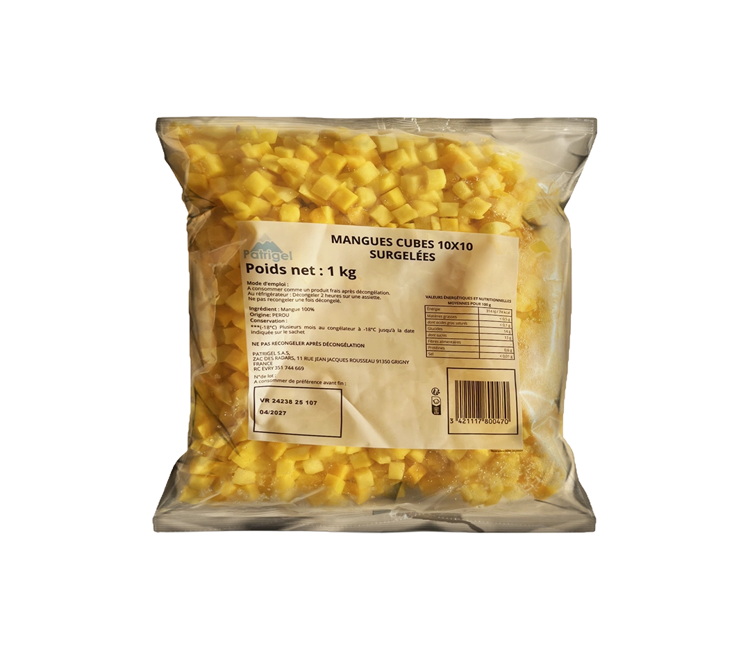 Cubes de mangue surgelés 10 x 10 mm - 5 x 1 kg