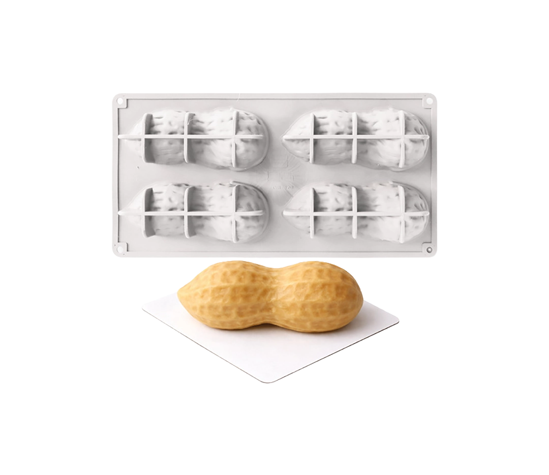 Moule silicone plaque 4 cacahuètes | Déco Relief - 125 ml pièce