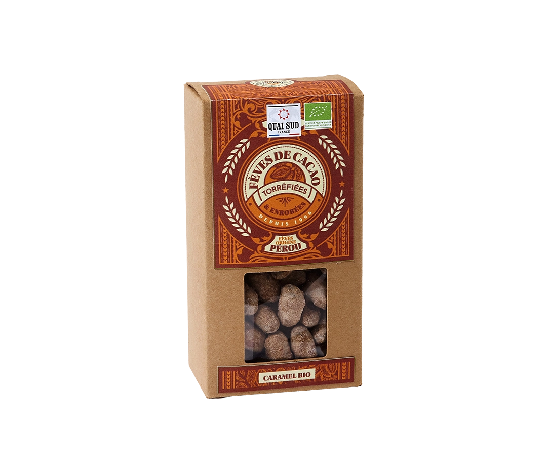 Fèves de cacao torréfiées caramel bio | QUAI SUD - 180 g