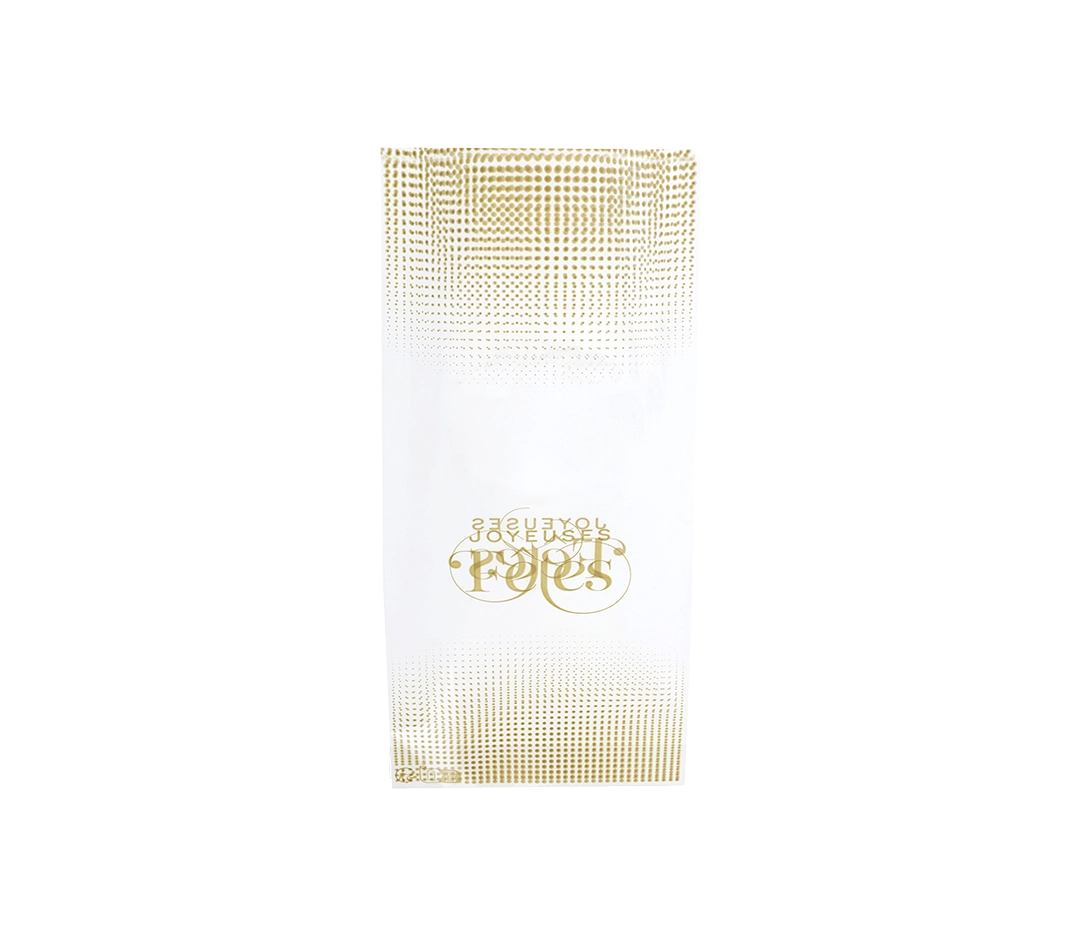 Sachet soufflet Prestiqe Joyeuse Fêtes or  10 x 22 cm - 100 pièces