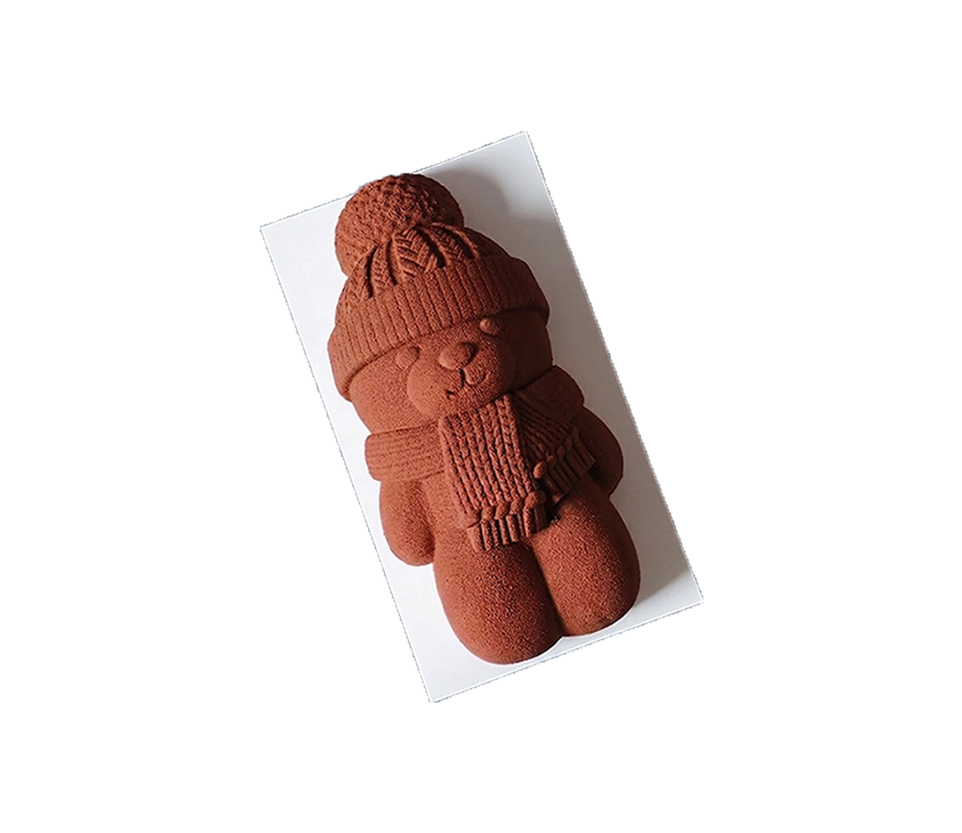 Moule silicone trompe l'œil - ourson hiver XXL | Déco Relief
