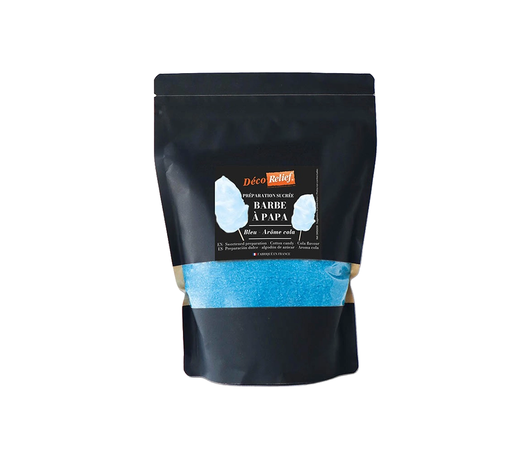 Préparation sucrée bleu cola barbe à papa | Déco Relief - 1 kg