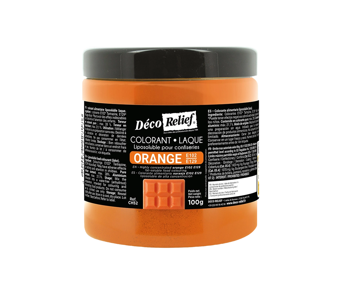 Colorant laque liposoluble orange | Déco Relief - 100 g