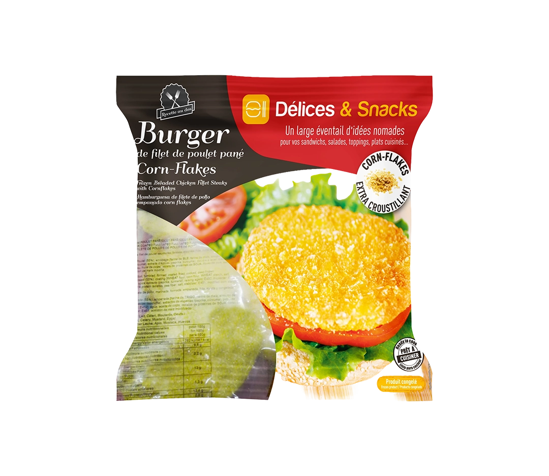 Burger poulet pané cornflakes 100 g | Délices & Snacks - 1 kg