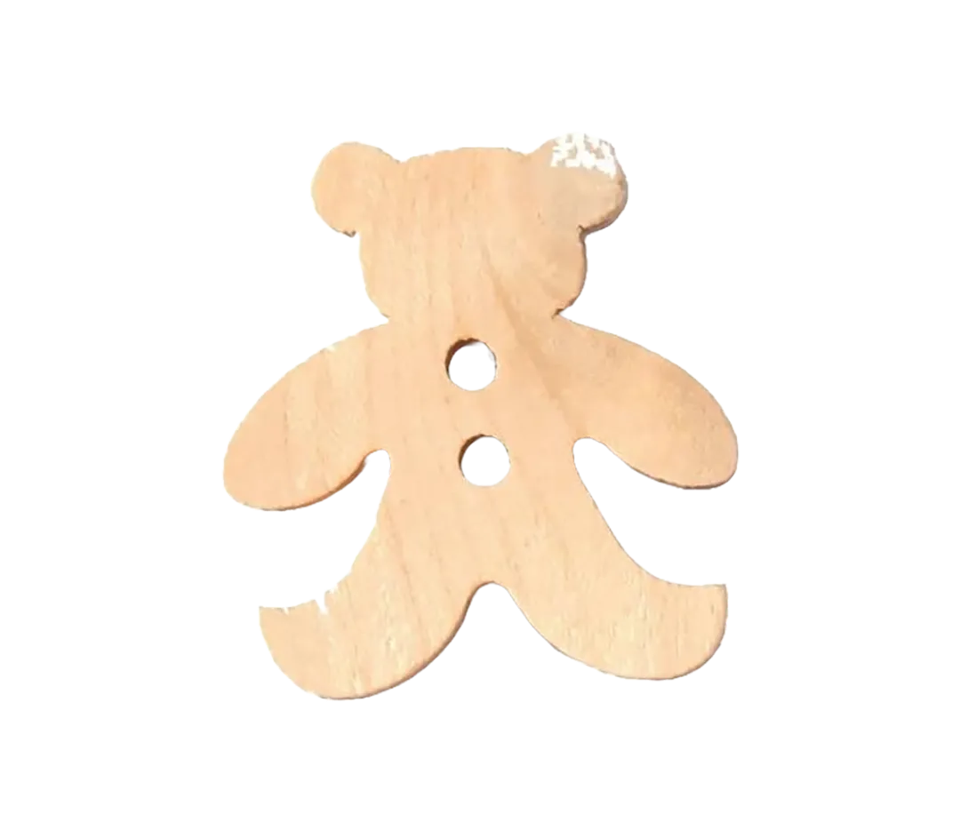 Bouton ourson en bois - x10