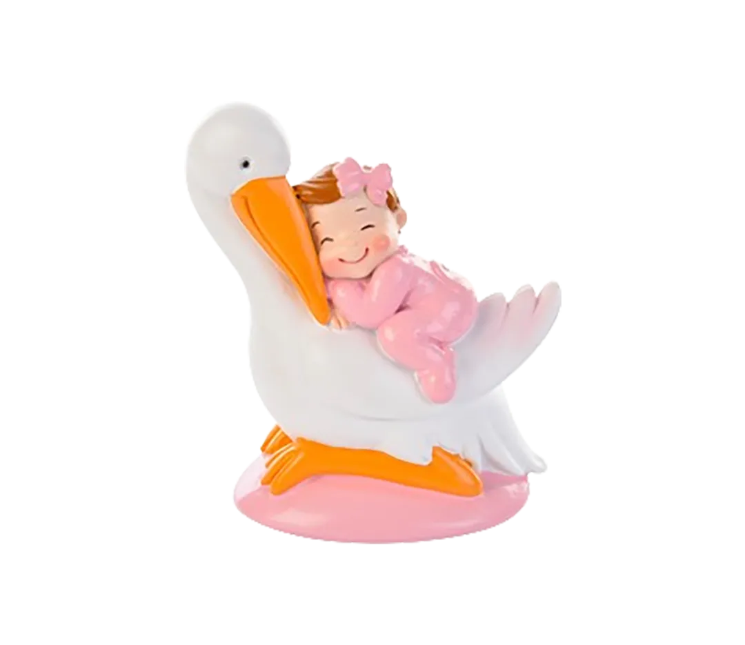 Sujet fille bébé cigogne - x1