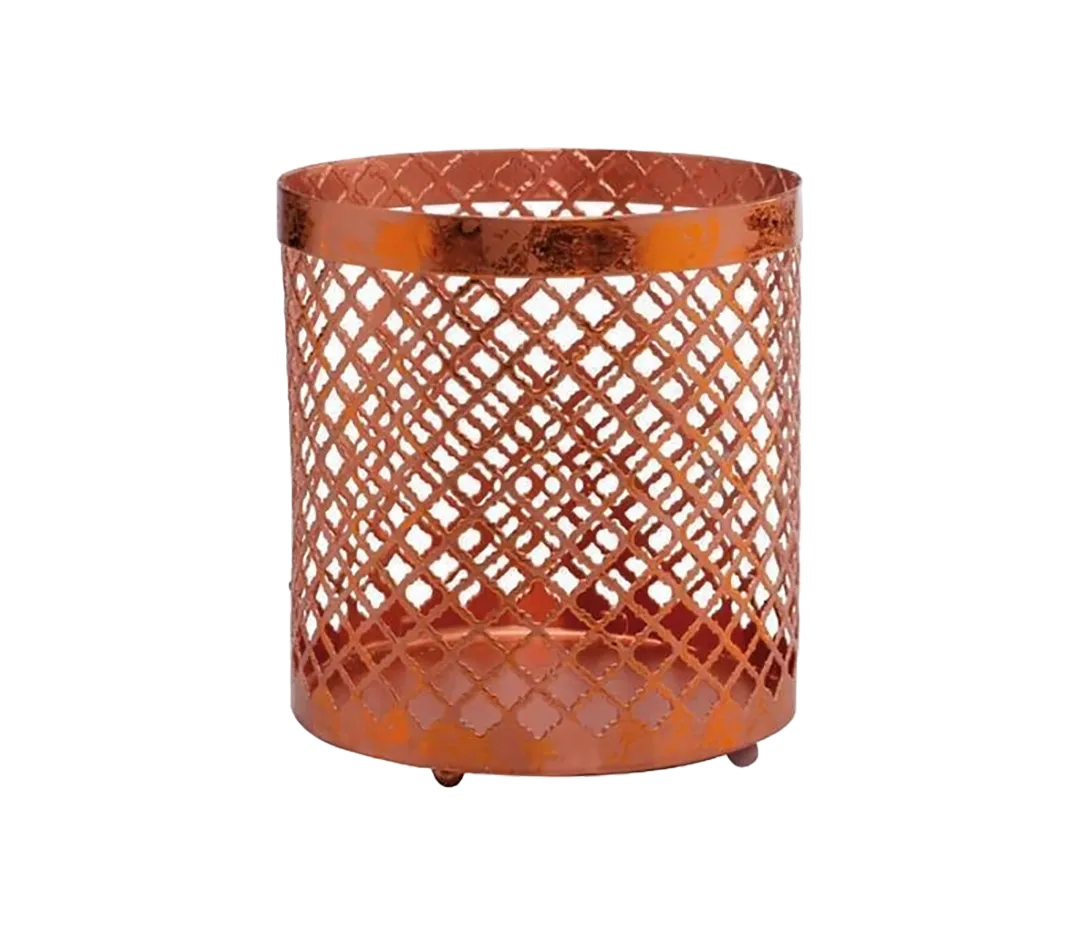 Pot motif damier bronze n°2