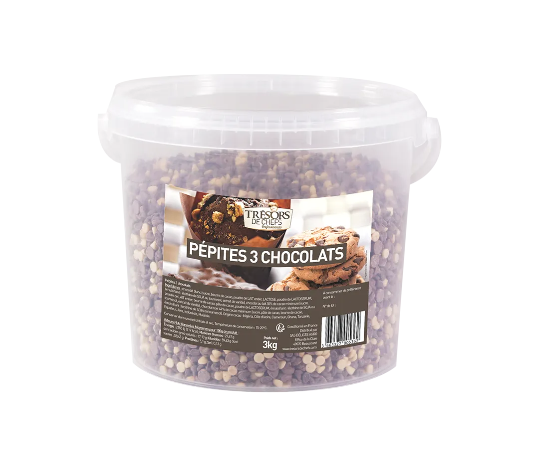 Pépites aux 3 chocolats | Trésors de Chefs Professionnels - Seau 3 kg