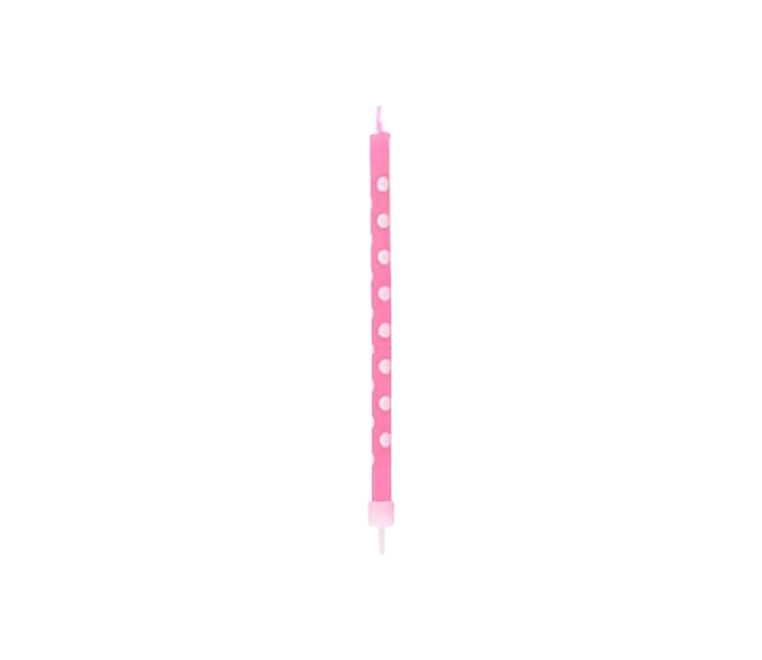 Bougie rose à pois blancs - x6