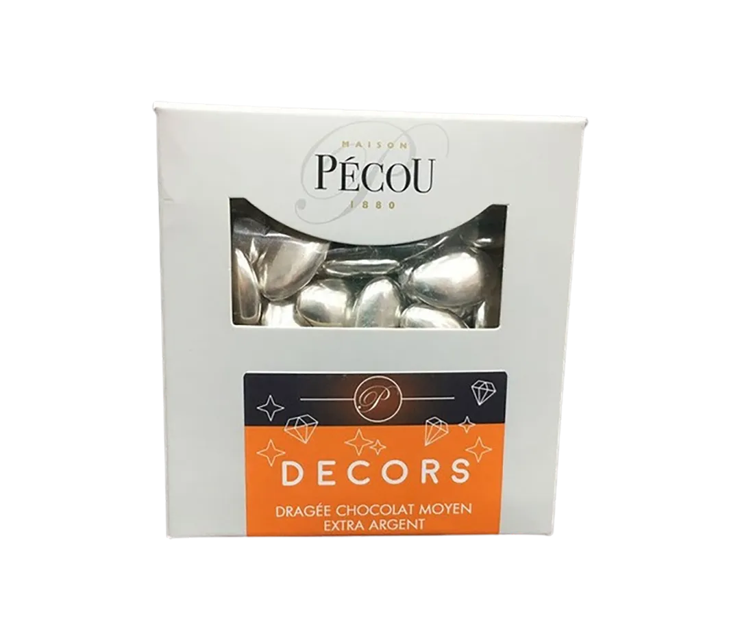 DRAGEES CHOCOLAT ARGENT 1KG PECOU