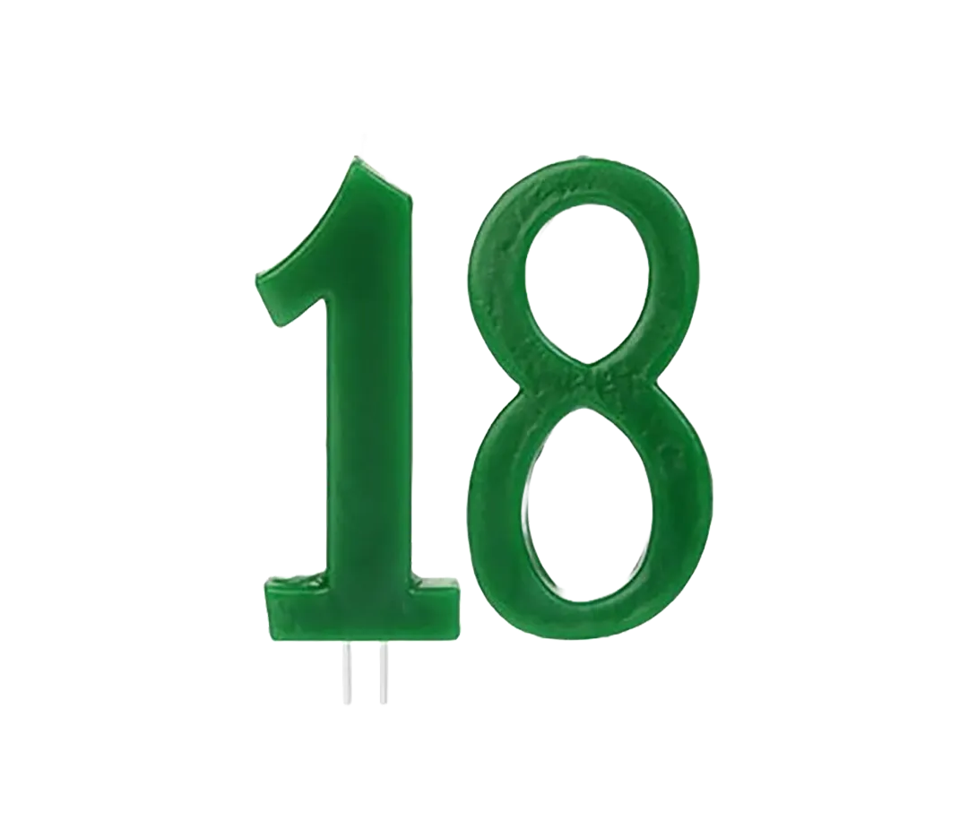 Bougies chiffres 18 ans vert 