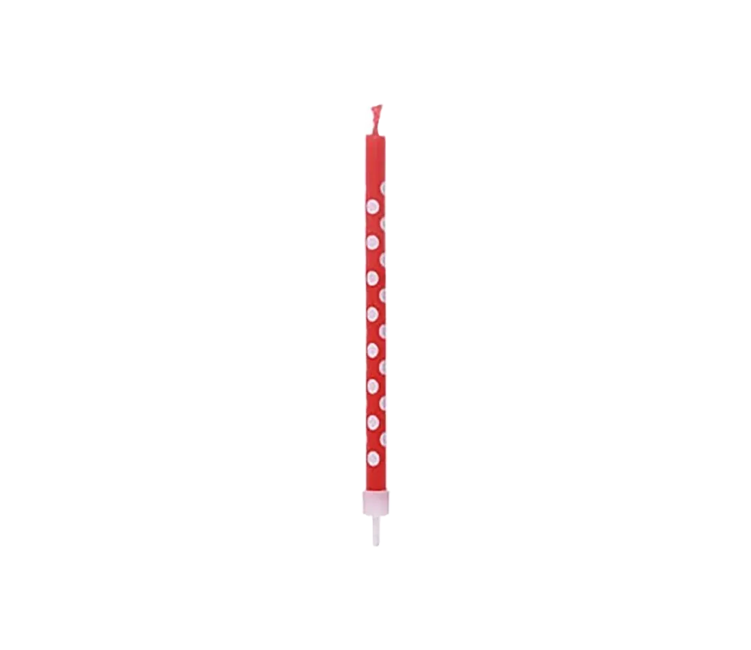 Bougie rouge à pois blancs - x6