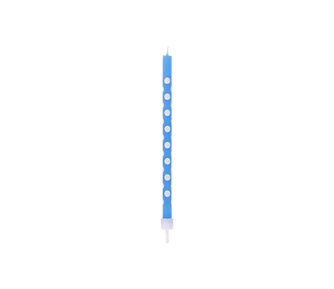 Bougie bleue à pois blancs - x6