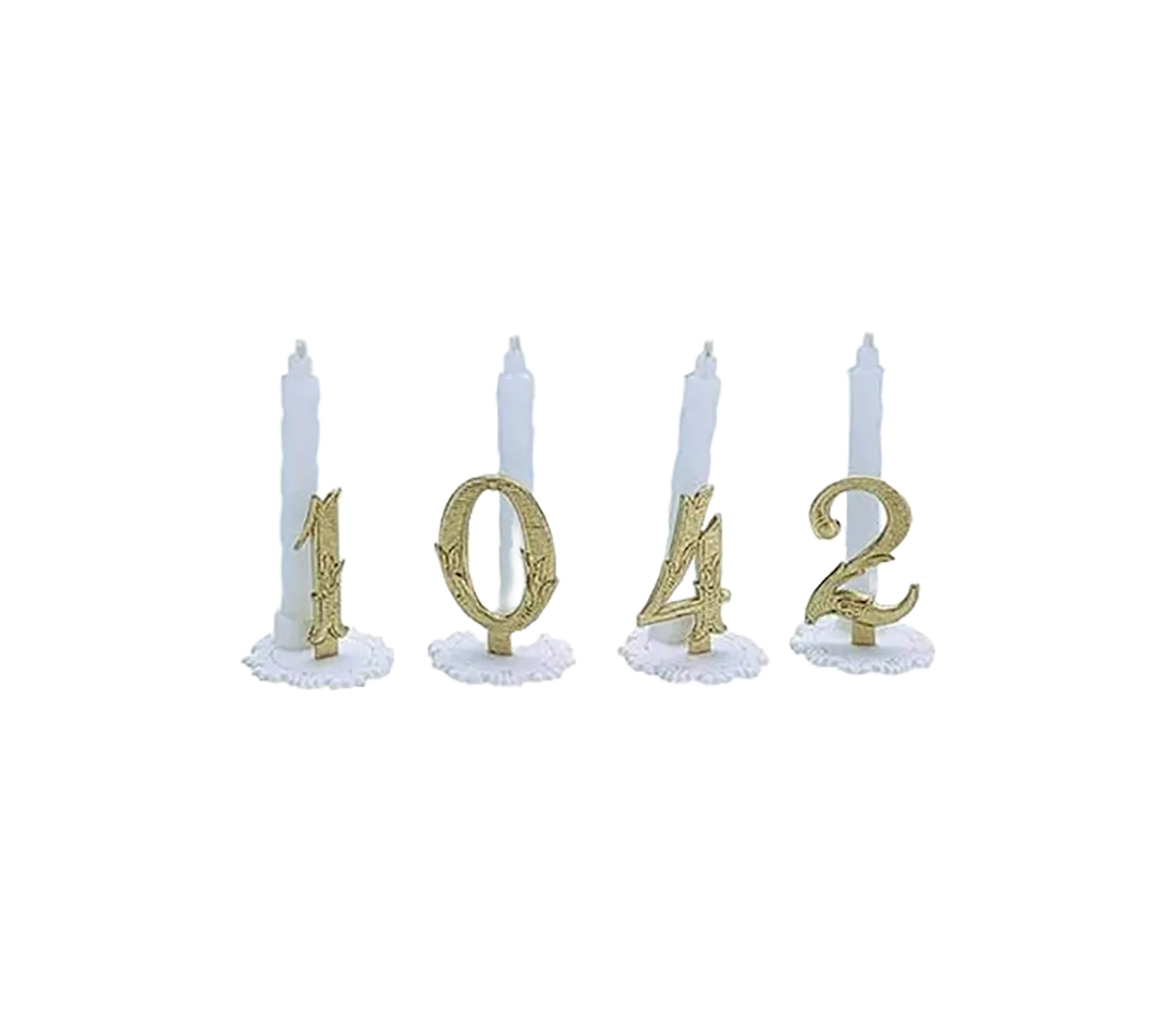 Bougie blanche chiffre or - x10