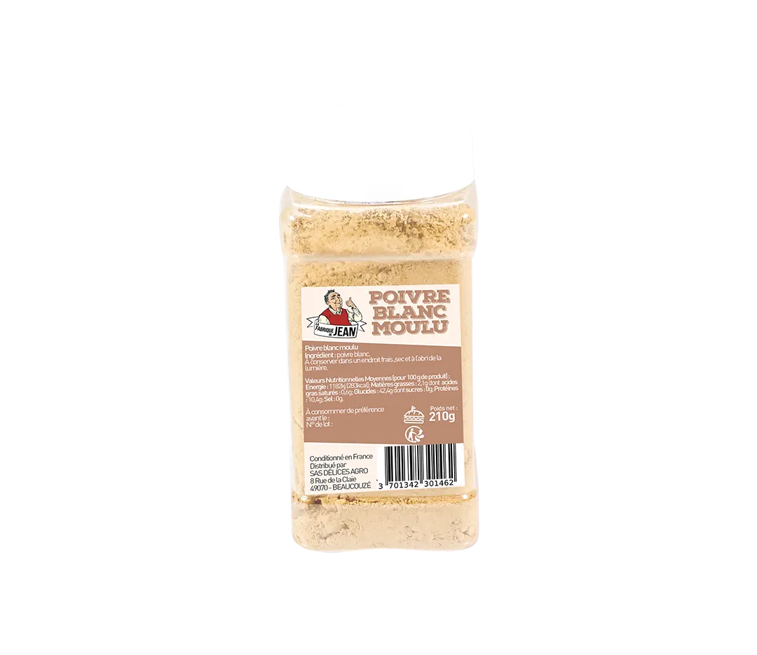 Poivre blanc moulu - 210g
