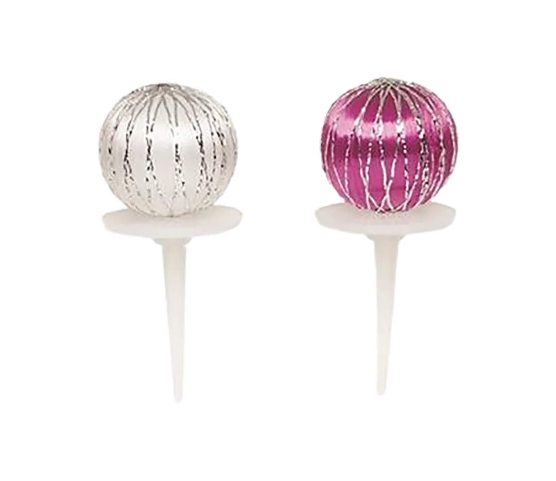 Boules déco argent et parme