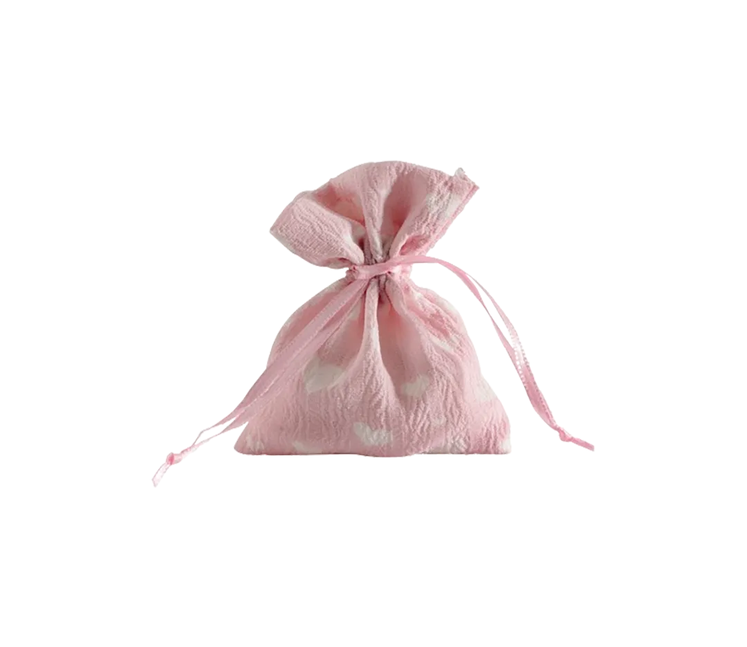 POCHON ROSE COEURS BLCS 8H10CM