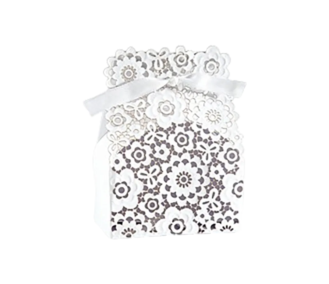 BOITE FLEURS DECOUPEES BLANCHE+RUBAN.