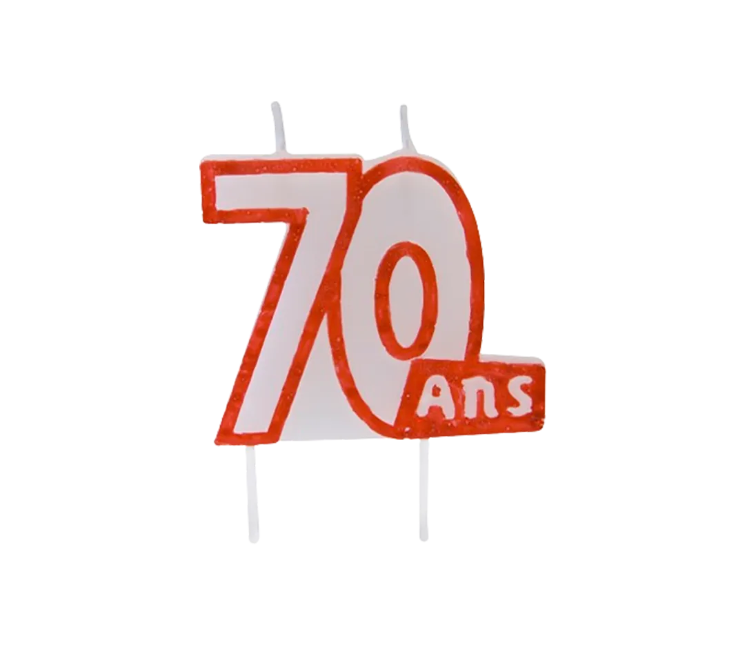 BOUGIE CHIFFRE BLC CONTOUR ROUGE 70 ANS